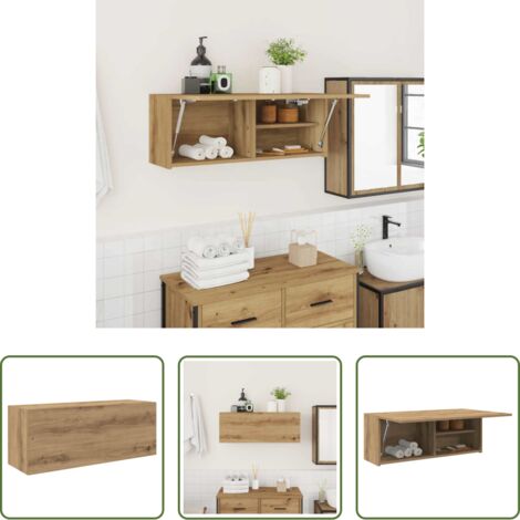 vidaXL Madera de ingeniería -  Mueble de pared baño madera ingeniería roble artisan 80x25x30cm
