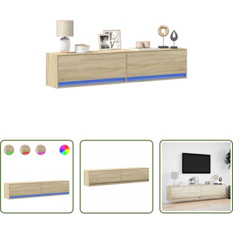 vidaXL Madera de ingeniería -  Mueble de TV de pared con LED roble Sonoma 180x31x38 cm