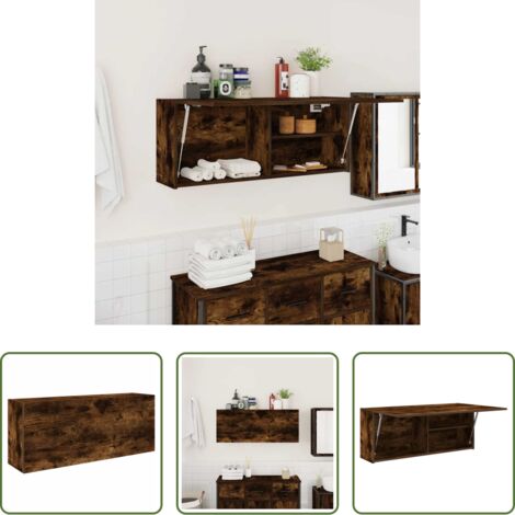 vidaXL Madera de ingeniería -  Mueble pared baño madera ingeniería roble ahumado 100x25x40 cm