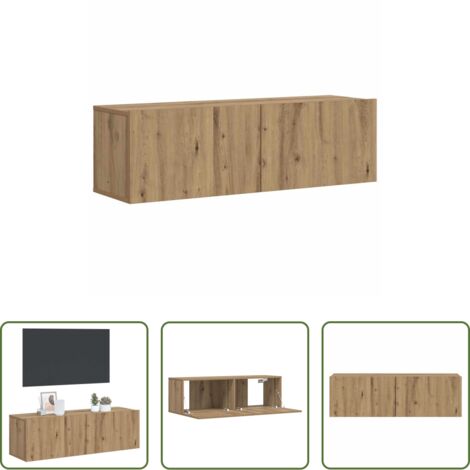 vidaXL Madera de ingeniería -  Mueble TV de pared madera ingeniería roble artisan 100x30x30 cm