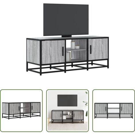vidaXL Madera de ingeniería -  Mueble TV metal y madera ingeniería gris Sonoma 100x35x41 cm