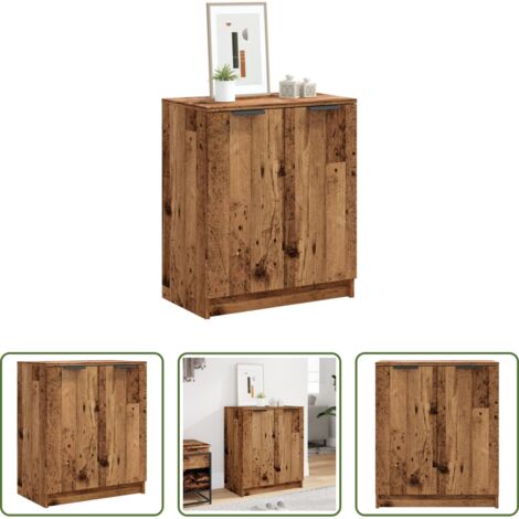 vidaXL Madera de ingeniería -  Mueble zapatero madera de ingeniería envejecida 59x35x70 cm