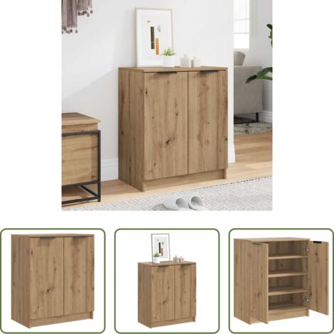 vidaXL Madera de ingeniería -  Mueble zapatero madera de ingeniería roble artisian 59x35x70 cm