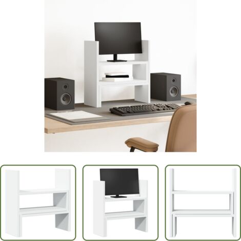 vidaXL Madera de ingeniería - Organizador de escritorio ajustable madera blanco 40x17x41 cm