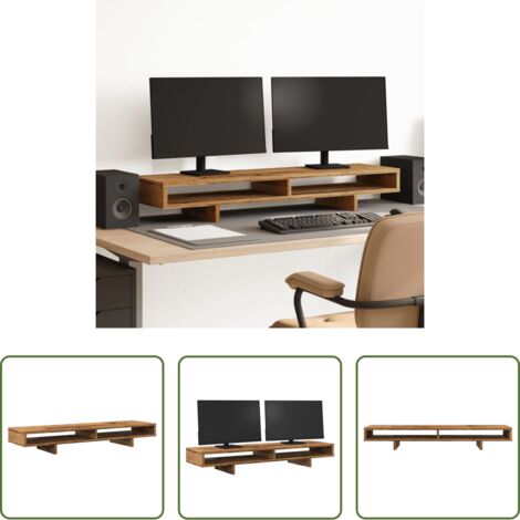 vidaXL Madera de ingeniería -  Soporte de pantalla madera ingeniería envejecida 100x27x15 cm