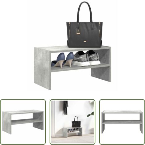 vidaXL Madera de ingeniería -  Zapatero apilable gris hormigón 60x30x30,5 cm
