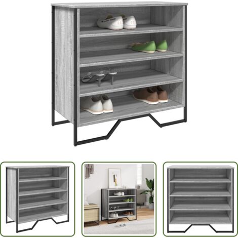 vidaXL Madera de ingeniería -  Zapatero de madera de ingeniería gris Sonoma 80x38x78 cm