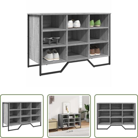 vidaXL Madera de ingeniería -  Zapatero de madera de ingeniería gris Sonoma 90x38x61,5 cm