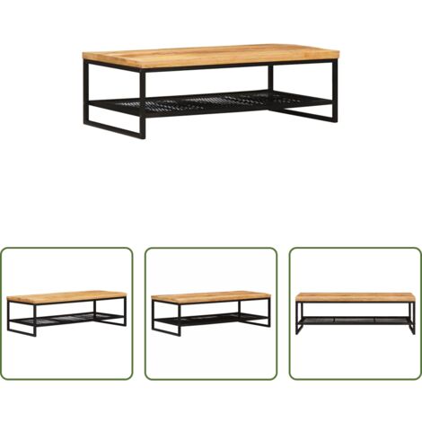 vidaXL Madera de mango -  Mesa de Café Marrón y Negro Madera de mango maciza