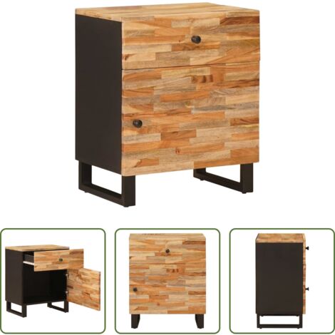 vidaXL Madera de mango -  Mueble cama Marrón 50 x 33 x 60 cm Madera de mango maciza