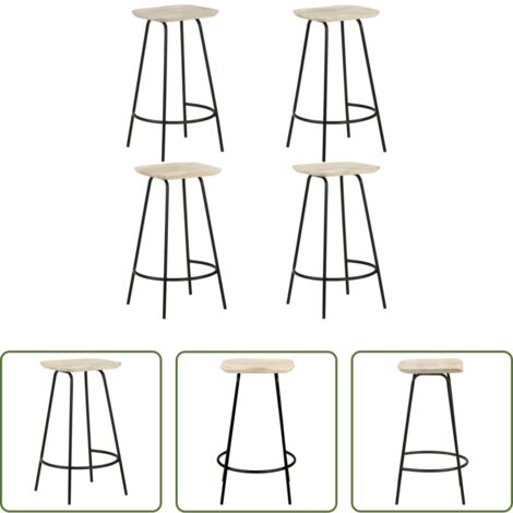 vidaXL Madera de mango -  Taburetes de cocina 4 unidades madera maciza de mango