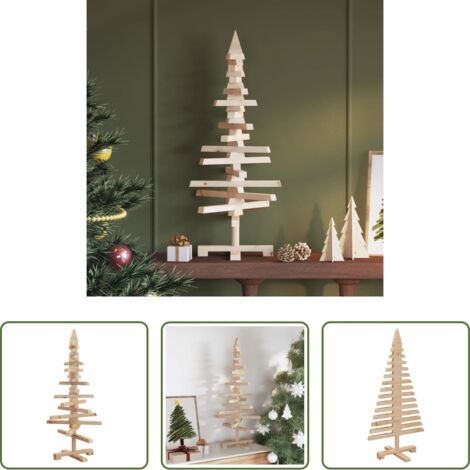 vidaXL Madera de Pino -  Árbol de Navidad de madera de adorno madera maciza pino 90 cm