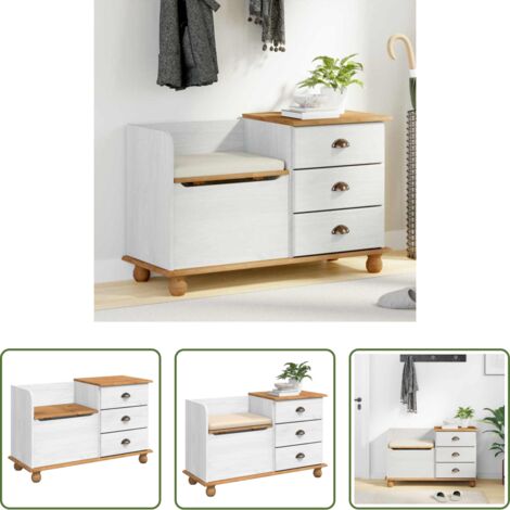vidaXL Madera de pino -  Banco de almacenamiento con cajón ASKIM 100 x 39 x 62 cm