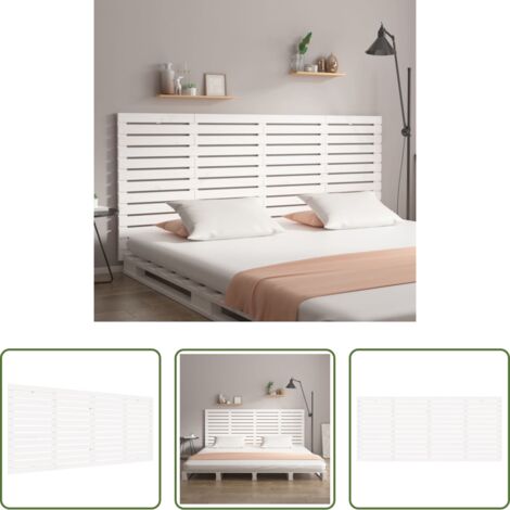 vidaXL Madera de pino -  Cabecero cama de pared madera maciza pino blanco 166x3x91,5 cm