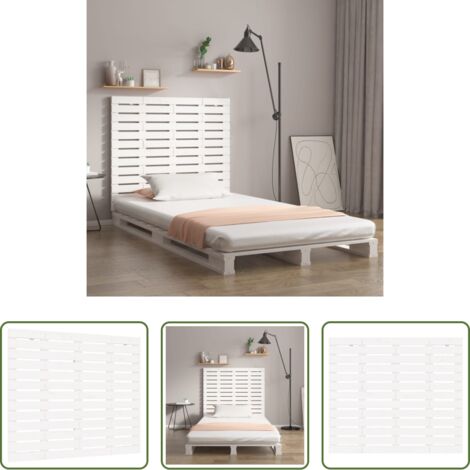 vidaXL Madera de pino -  Cabecero cama de pared madera maciza pino blanco 96x3x91,5 cm
