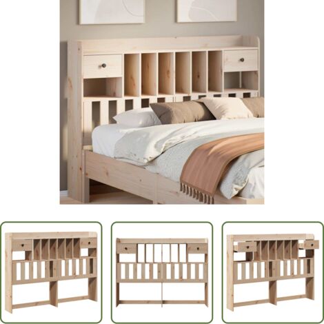 vidaXL Madera de pino -  Cabecero de cama con almacenaje madera maciza de pino 140 cm