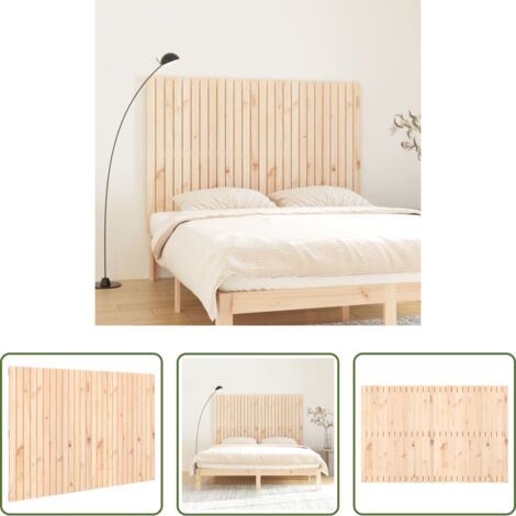 vidaXL Madera de pino -  Cabecero de cama de pared madera maciza de pino 166x3x110 cm