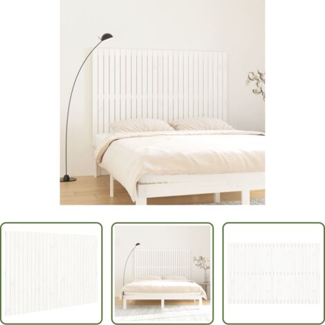 vidaXL Madera de pino -  Cabecero de cama de pared madera maciza pino blanco 166x3x110cm