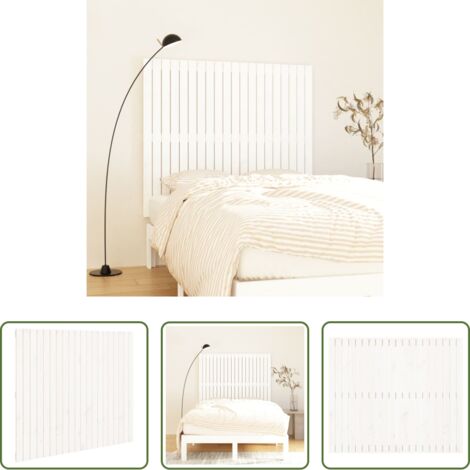 vidaXL Madera de pino -  Cabecero de cama pared madera maciza pino blanco 127,5x3x110 cm