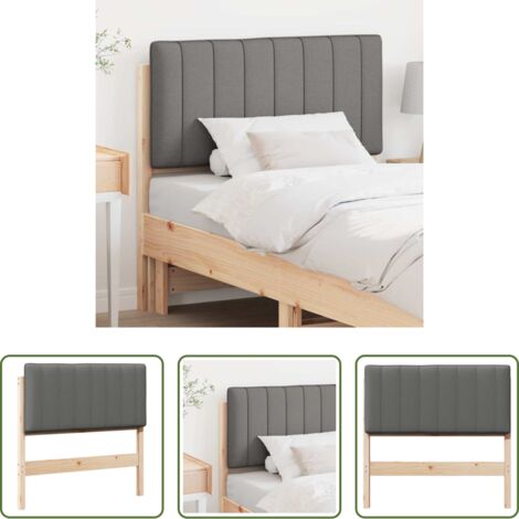 vidaXL Madera de pino -  Cabecero tapizado con cabecera Marrón y Gris Claro 90 cm