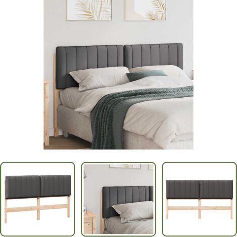 vidaXL Madera de pino -  Cabecero tapizado con cabecera Marrón y gris oscuro 160 cm