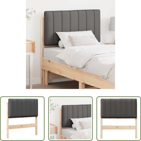 vidaXL Madera de pino -  Cabecero tapizado con cabecera Marrón y gris oscuro 80 cm