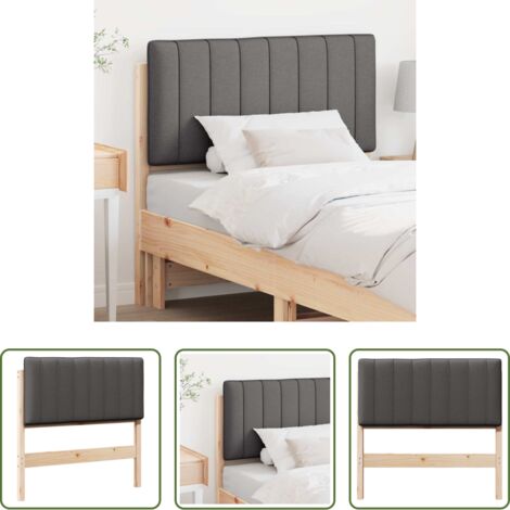 vidaXL Madera de pino -  Cabecero tapizado con cabecera Marrón y gris oscuro 90 cm