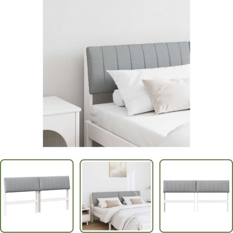 vidaXL Madera de pino -  Cabecero tapizado Gris Claro 160 cm Madera de pino macizo