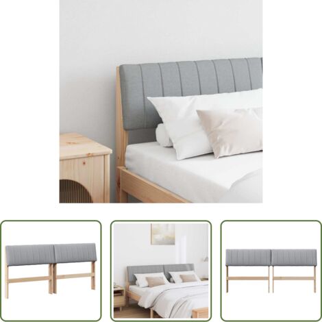 vidaXL Madera de pino -  Cabecero tapizado Gris Claro 160 cm Madera de pino macizo