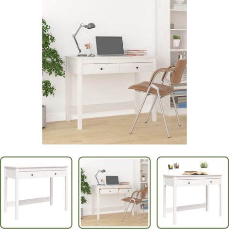 vidaXL Madera de pino -  Escritorio con cajones madera maciza de pino blanco 100x50x78cm