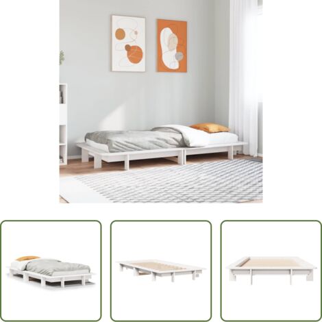 vidaXL Madera de pino -  Estructura cama sin colchón madera maciza pino blanca 100x200cm
