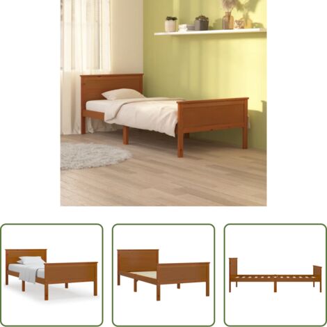 vidaXL Madera de pino -  Estructura cama sin colchón madera pino marrón miel 100x200 cm
