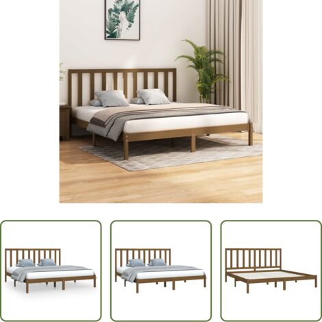 vidaXL Madera de pino -  Estructura cama sin colchón madera pino marrón miel 200x200 cm