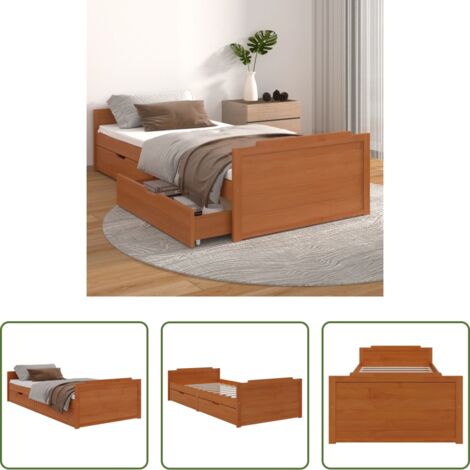 vidaXL Madera de pino -  Estructura cama sin colchón madera pino marrón miel 90x200 cm