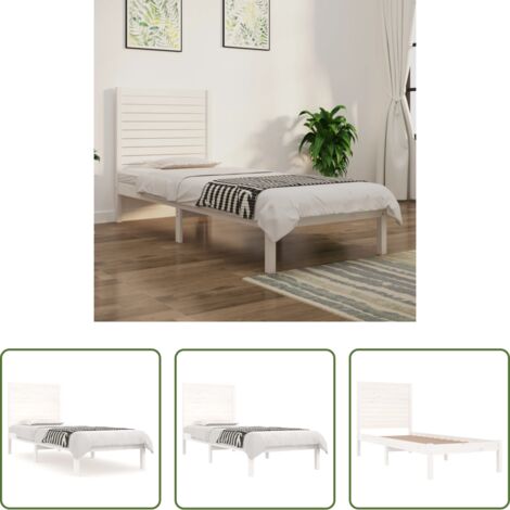 vidaXL Madera de pino -  Estructura de cama individual madera maciza blanco 90x190 cm