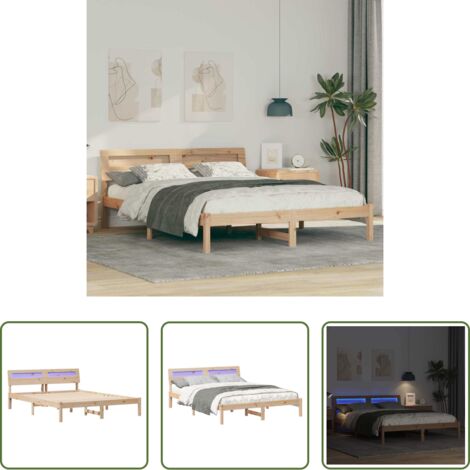 vidaXL Madera de pino -  Estructura de cama Marrón 150 x 200 cm Madera de pino macizo