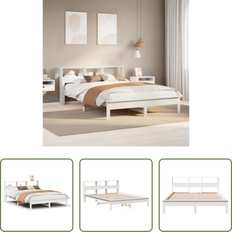 vidaXL Madera de pino -  Estructura de cama sin colchón madera de pino blanca 150x200 cm