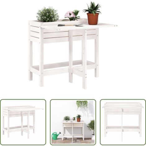 vidaXL Madera de pino -  Jardinera con tapa plegable madera maciza de pino blanca