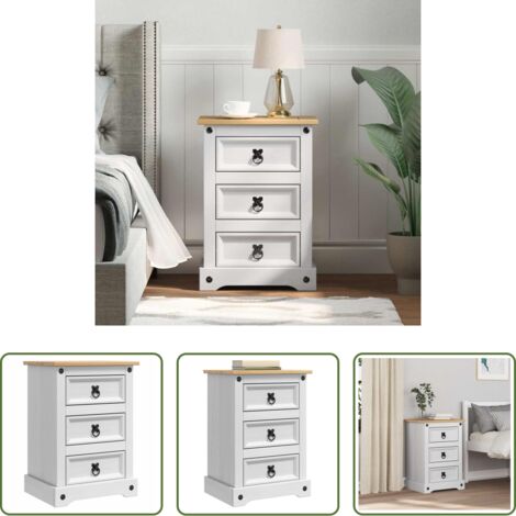vidaXL Madera de pino -  Mesita de Noche Corona 45 x 35 x 64 cm Madera de pino macizo
