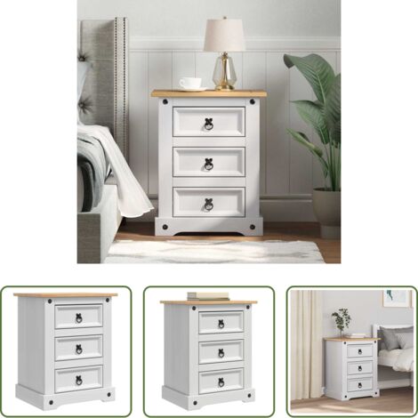 vidaXL Madera de pino -  Mesita de Noche Corona 53 x 39 x 66 cm Madera de pino macizo