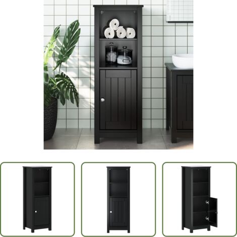 vidaXL Madera de pino -  Mueble de baño BERG madera maciza de pino negro 40x34x110 cm