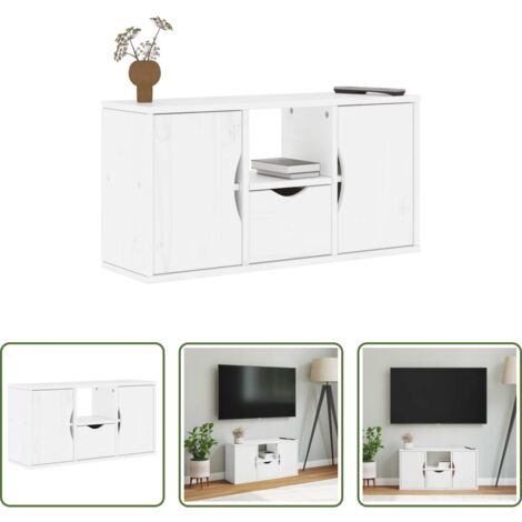 vidaXL Madera de pino -  Mueble para TV con cajón ODDA blanco 79x24x40 cm madera pino