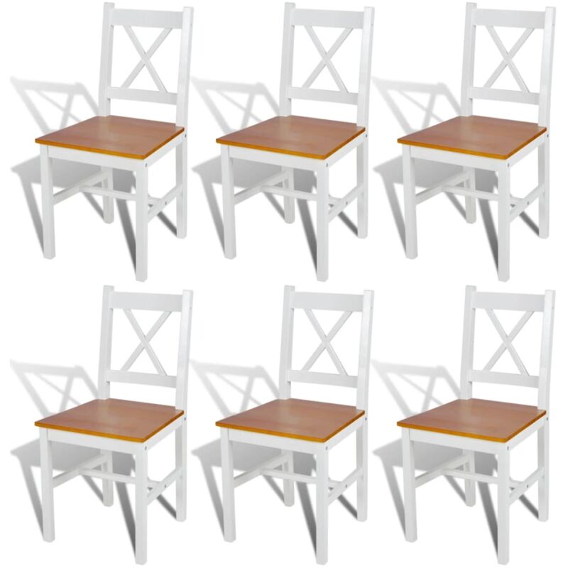 

Madera de Pino Sillas de Comedor Blancas 6 Unidades - Blanco - Vidaxl