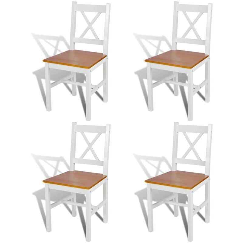 

vidaXL Madera de Pino Sillas de Comedor Blancas 4 Unidades - Marrón