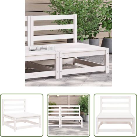 vidaXL Madera de pino -  Sofá jardín sin reposabrazos madera de pino blanco 70x70x67 cm