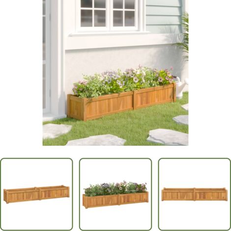 vidaXL Madera de teca -  Arriate de madera maciza de teca 150x30x25 cm