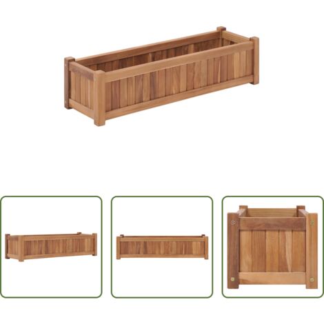 vidaXL Madera de teca -  Arriate elevado madera maciza de teca 100x30x25 cm