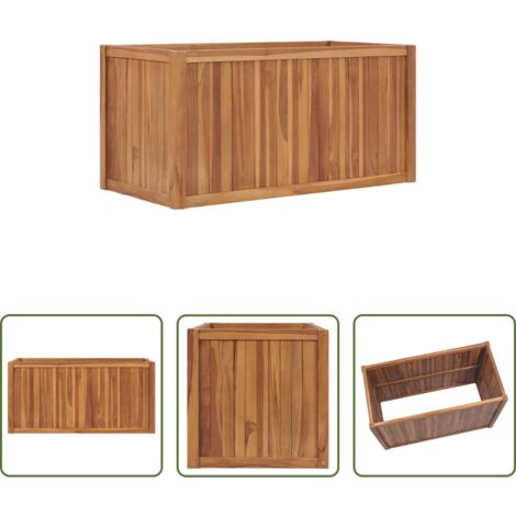 vidaXL Madera de teca -  Arriate elevado madera maciza de teca 100x50x50 cm
