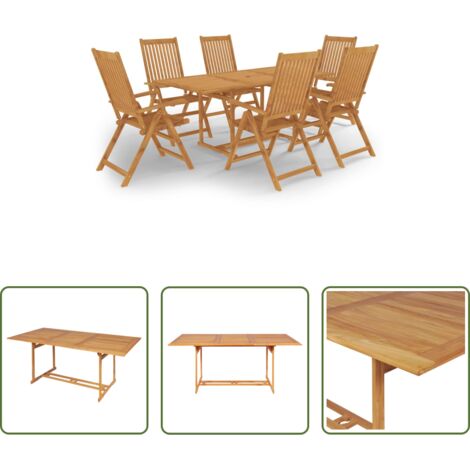 vidaXL Madera de teca -  Conjunto de comedor de jardín 7 piezas madera maciza de teca