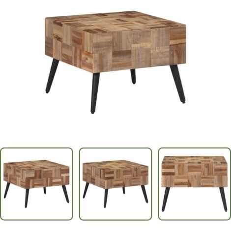 vidaXL Madera de teca -  Mesa de centro teca reciclada maciza gris 55x55x40 cm